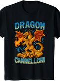 Men's T-Shirt Dragon Cannelloni With Flames Among Pasta Tubes And Lightning Dragon