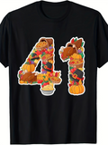 Men's T-Shirt Harvest Feast With Pumpkins And Autumn Foods Forming Forty One