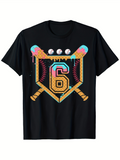 Men's T-Shirt Colorful Baseball Bats With Shield And Number Six Baseball