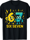 Men's T-Shirt Six Seven Pixel Art Animated Electric Power Numbers