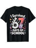 Men's T-Shirt I Survived Days Of Music School With Piano Guitar And Drum Set