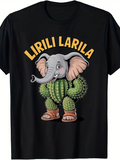 Men's T-Shirt LIRILI LARILA Spiky Green Cactus Body On Cartoon Elephant
