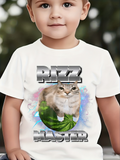 Men's T-Shirt Rizz Master Fluffy Cat With Green Leaf And Vibrant Splash