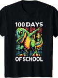 Men's T-Shirt 100 Days Of School Dab Dinosaur With Colorful Tally Marks