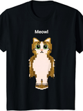 Men's T-Shirt Meowl Pixel Art Hybrid Animal With Cat And Owl Standing