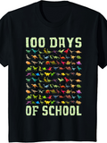 Men's T-Shirt 100 Days Of School With Colorful Dinosaurs On Graphic Black T Shirt