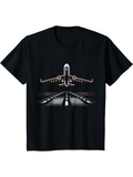 Men's T-Shirt Night Runway With Bright Lights Illuminating Taking Off Airplane