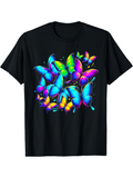 Men's T-Shirt Colorful Neon Glow Butterflies With Vivid Rainbow Wings Butterfly