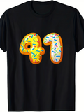 Men's T-Shirt Sprinkles Covered Doughnut Birthday Themed Forty One Number