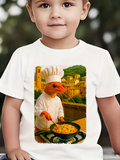 Men's T-Shirt Sunny Italian Village With Cooking Chef Shrimp In White Uniform