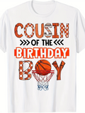 Men's T-Shirt Cousin Of The Birthday Boy With Basketball Net Graphic Design