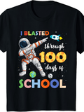 Men's T-Shirt I Blasted Through One Hundred Days Of Colorful Space School Astronaut
