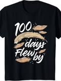Men's T-Shirt 100 Days Flew By Beige Feathers With Brush Stroke And Gentle Motion