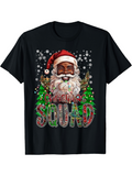 Men's T-Shirt Christmas Squad Festive Snowflakes With Santa And Pine Trees