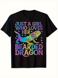 Men's T-Shirt Just A Girl Who Loves Her Colorful Bearded Dragon Among Floating Hearts Lizard