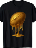 Men's T-Shirt Golden Liquid Melting With Dripping Effect Shiny Football
