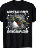 Men's T-Shirt Nuclear Dinossauro With Flying Jet Wings And Roaring Dinosaur