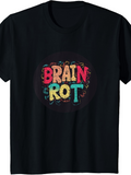 Men's T-Shirt Brain Rot Colorful Hand Drawn Lettering Surrounded By Doodles T Shirt