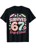 Men's T-Shirt I Survived 67 Days Of School With Colorful Sweets Among Candy Sprinkles