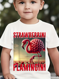 Men's T-Shirt Strawberrini Flamingini Surreal Sunset Beach With Whimsical Strawberry Flamingo