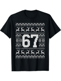 Men's T-Shirt Nordic Knitted Pattern With Snowflakes Reindeer And Geometric Shapes Number