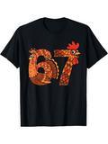 Men's T-Shirt Funky Orange Patterned Chickens Forming The Numbers Sixty Seven