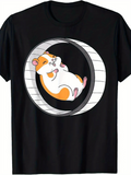 Men's T-Shirt Adorable Chubby Hamster Resting Inside A Spinning Wheel