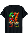 Men's T-Shirt Colorful Melting Paint With Dripping Numbers And Cartoon Snails