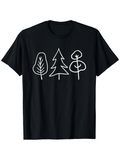 Men's T-Shirt Hand Drawn Line Art Of Minimalistic Forest Trees Nature Graphic T Shirt
