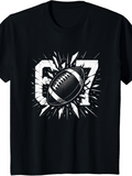 Men's T-Shirt Broken Number Sixty Seven With Flying Football Graphic