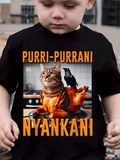 Men's T-Shirt Purri Purrani Nyankani Roasted Chicken With Cat And Crow Perched Inside Kitchen