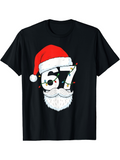 Men's T-Shirt Festive Christmas Santa Beard With Holiday Lights And Bold Number
