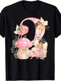 Men's T-Shirt Pink Magical Forest Mushrooms With Dancing Fairies And Number Two