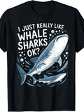 Men's T-Shirt I Just Really Like Whale Sharks With Blue Ocean Bubbles Surrounding Gentle Swimming Whale Shark