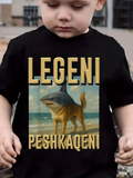 Men's T-Shirt Surreal Beach Scene With Shark Head And Dog Body