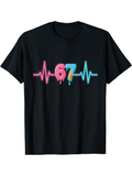 Men's T-Shirt Dripping Neon Numbers With Colorful Pulse Heartbeat Graphic Number