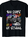 Men's T-Shirt 100 Days Of School Colorful Tally Marks With Monster Truck