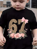 Men's T-Shirt Leopard Print Number With Pink Bow Surrounded By Roses