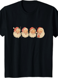 Men's T-Shirt Vintage Christmas With Cheerful Hand Drawn Laughing Santa Claus Heads