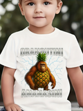 Men's T-Shirt Cracked Lightning With Pineapple Bodied Cartoon Orangutan