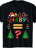 Men's T-Shirt Colorful Christmas Puzzle With Santa Hat Festive Trees And Holiday Lights Question Mark