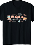 Men's T-Shirt One Hundred Days In The Books Surrounded By Pencils Stars And Open Notebook
