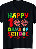 Men's T-Shirt Happy 100 Days Of School With Playful Colorful Lettering And Dotted Accents