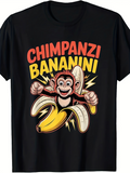 Men's T-Shirt Chimpanzi Bananini Cartoon With Lightning Burst And Split Banana Monkey