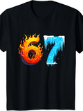 Men's T-Shirt Fiery Flames Blending With Frozen Ice Number 67