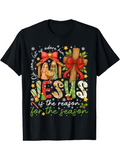 Men's T-Shirt Jesus Is The Reason For The Season Colorful Christmas Art With Nativity Scene Jesus