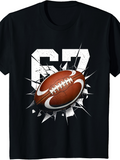 Men's T-Shirt Number Sixty Seven With Shattered Glass And Brown Football