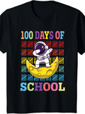 Men's T-Shirt 100 Days Of School Astronaut Dabbing On Yellow Crescent Moon