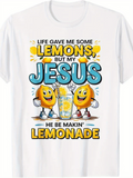 Men's T-Shirt Life Gave Me Lemons Happy Cheerful Cartoon Lemons Around Lemonade Glass