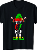 Men's T-Shirt Holiday Candy Cane Stripes With Green Red Festive Hat Elf